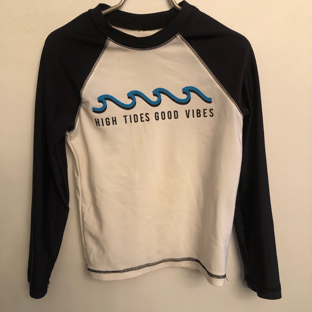 “High Tides Good Vibes” Rashguard swim shirt 6 years